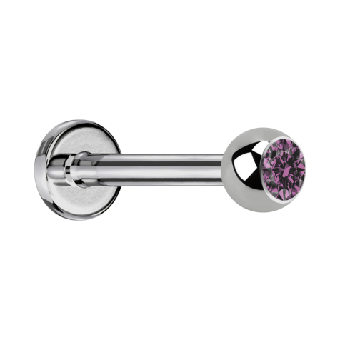 Labret argenté avec boule de cristal violet clair