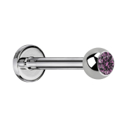 Labret silber mit Kugel Kristall hellviolett