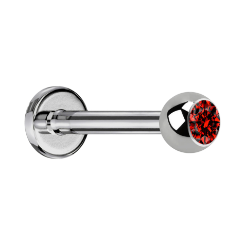 Labret silber mit Kugel Kristall rot