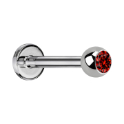 Labret silber mit Kugel Kristall rot