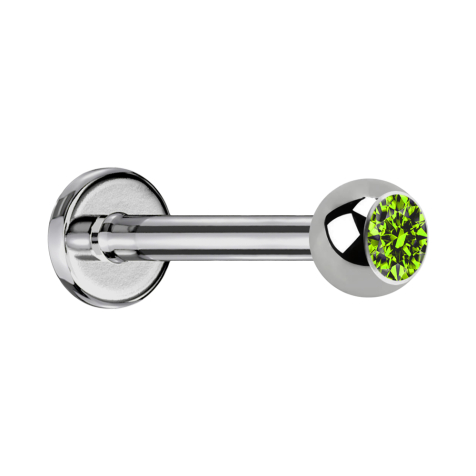 Labret argent avec boule cristal vert clair