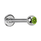 Labret argent avec boule cristal vert clair