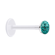 Micro Labret transparent avec disque de cristal turquoise...