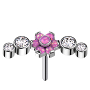 Threadless silber Blume Opale pink gefasst vier Kristalle