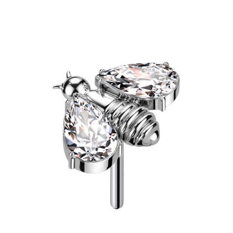 Abeille sans fil argent Ailes en cristal argent