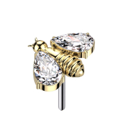 Threadless Biene vergoldet Kristallflügel silber