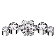 Dermal Anchor silver flower crystals silver set four...