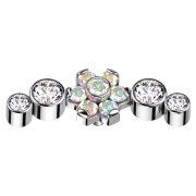 Dermal Anchor silber Blume Kristalle multicolor gefasst...