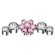 Dermal Anchor silber Blume Kristalle pink gefasst vier...