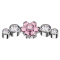Dermal Anchor silver flower crystals pink set four crystals silver