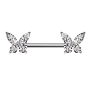 Barbell silber Schmetterling Kristallflügel silber