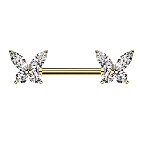 Barbagianni placcato oro farfalla ali di cristallo argento