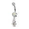 Banana internal thread multicolor two cylinders crystal silver pendant four crystals multicolor