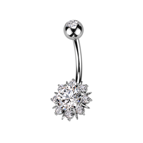 Banana silver with ball crystal silver sun with crystals