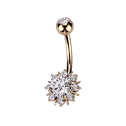 Banana rose gold with ball crystal silver sun with crystals