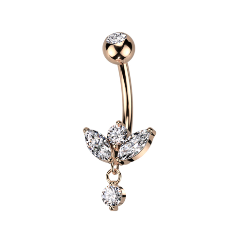 Banana rose gold with ball crystal silver sprout pendant crystal