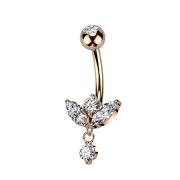 Banana rose gold with ball crystal silver sprout pendant...