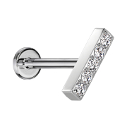 Micro Threadless Labret silber Balken Kristalle silber