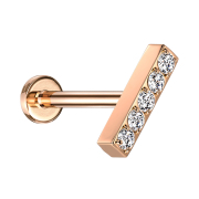 Micro Threadless Labret rosegold Balken Kristalle silber