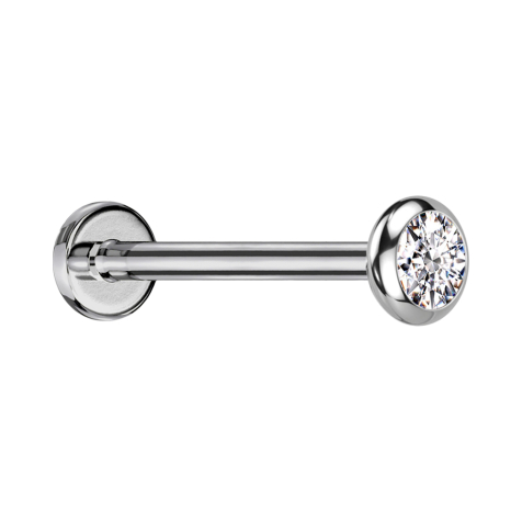 Micro Threadless Labret argento disco arrotondato cristallo argento