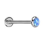 Micro Threadless Labret argento disco arrotondato opale blu