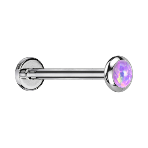 Micro Threadless Labret silber Scheibe abgerundet Opal violett