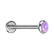 Micro Threadless Labret argento disco arrotondato opale...