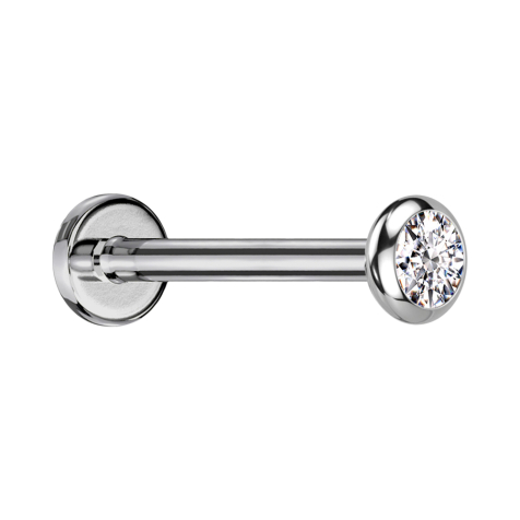 Micro Labret sans filetage, disque argenté arrondi, cristal argenté
