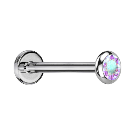 Micro Labret sans filetage argenté disque arrondi cristal multicolore