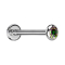 Micro Threadless Labret Silver Disc Rounded Crystal Dark Multicolor