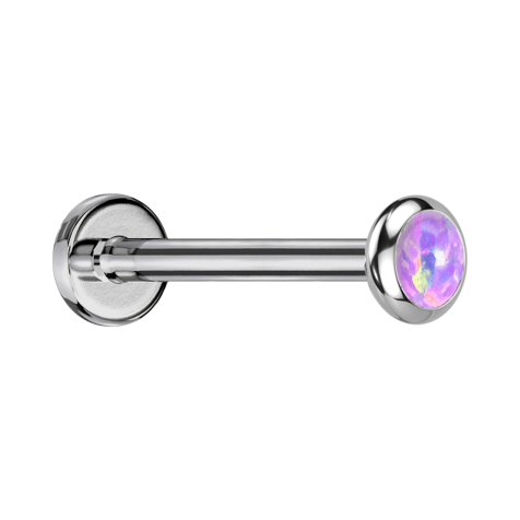 Micro Threadless Labret silber Scheibe abgerundet Opal violett