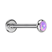 Micro Threadless Labret silber Scheibe abgerundet Opal...