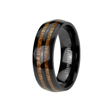 Ring black with two wooden strips