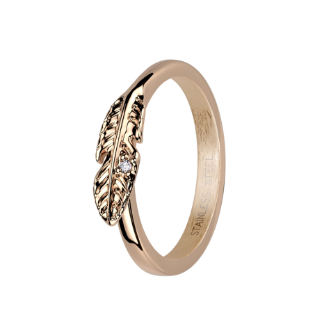 Ring rose gold leaf with crystal