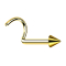 Curved gold-plated nose stud with cone