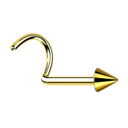 Orecchino a bottone ricurvo placcato oro con cono