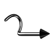 Orecchino a bottone curvo nero con cono