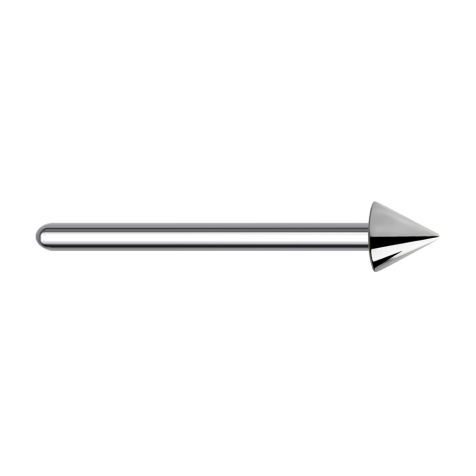 Bent silver nose stud with cone