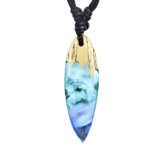 Collana nera con ciondolo onde surf epossidico blu in...