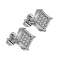 Stud earrings silver square crystals silver