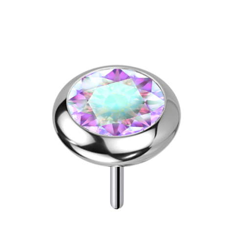 Threadless silber Scheibe abgerundet Kristall multicolor