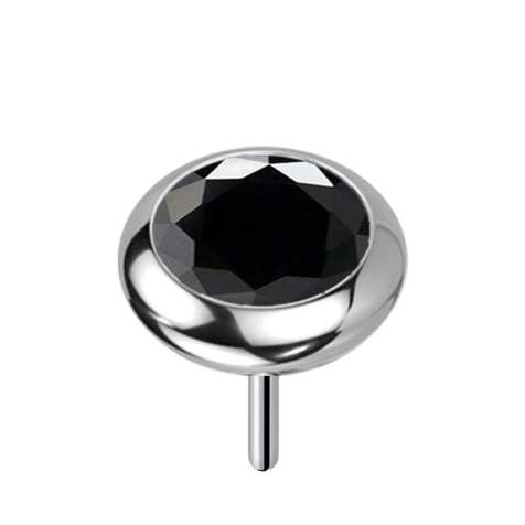 Threadless silber Scheibe abgerundet Kristall schwarz