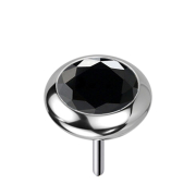 Threadless silber Scheibe abgerundet Kristall schwarz