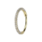 Micro segment ring, foldable, gold-plated front and sides, crystals, silver