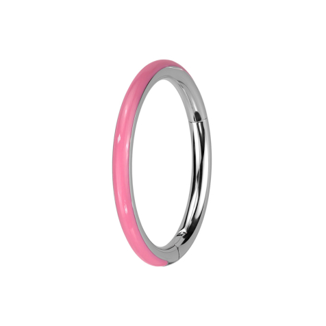 Micro Segmentring klappbar silber seitlich pink "Glow"
