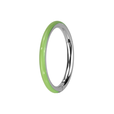 Micro segment ring, foldable, silver with green "glow" on the side