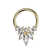 Micro segment ring hinged gold-plated three round and...