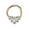 Micro segment ring hinged gold-plated five crystals baguette