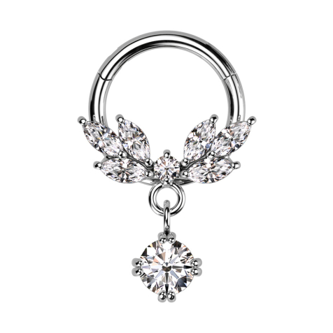 Micro anneau segment pliable argent cristal vigne pendentif cristal argent