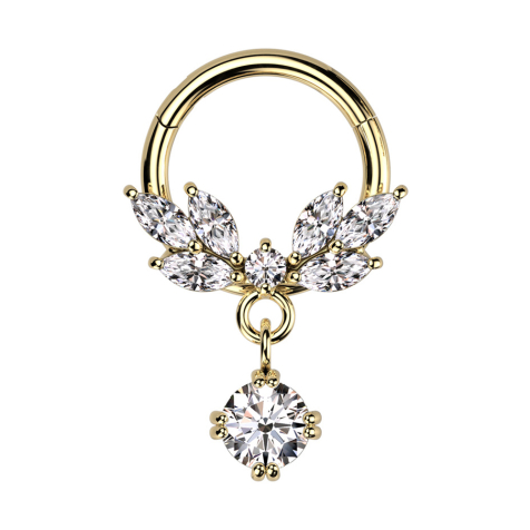 Micro Segmentring klappbar vergoldet Kristall Rebe Anhänger Kristall silber